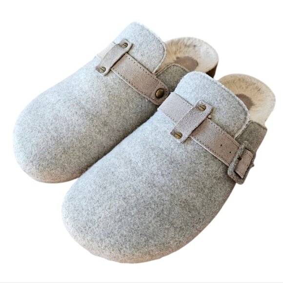 American Eagle Women's Felt Shearling Gray Clog Slip-on Shoes Size 10. - Picture 8 of 16